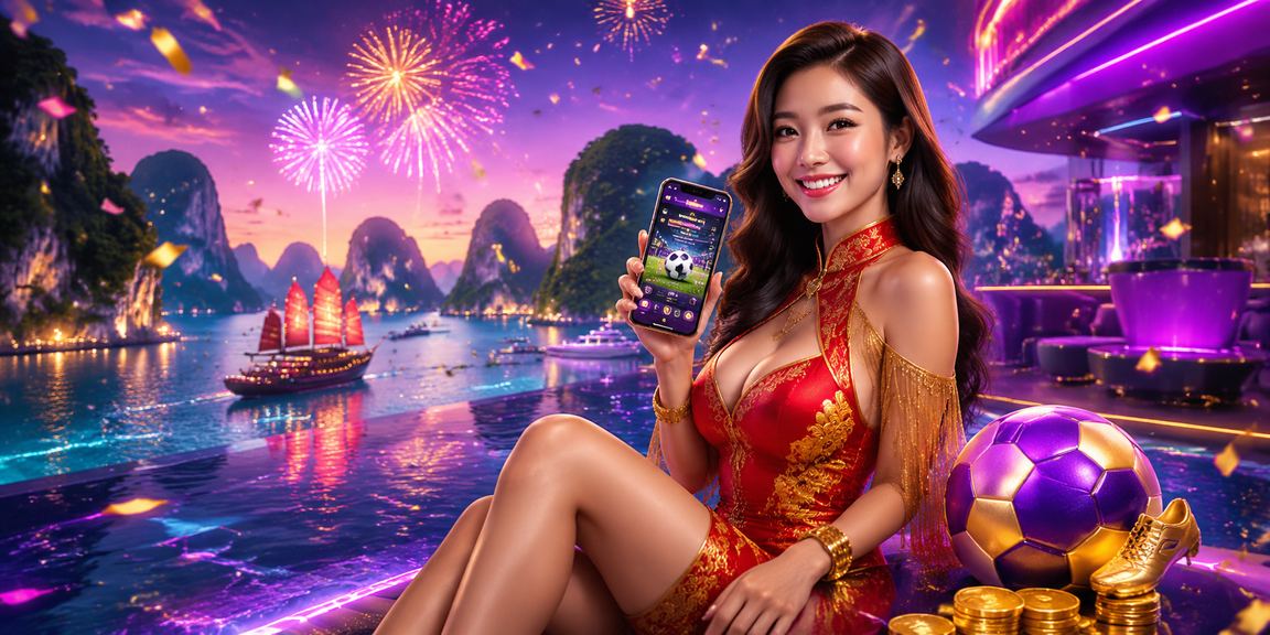 Ánh đèn neon lung linh tại Hạ Long Bay trong đêm cá cược thể thao và casino trực tuyến