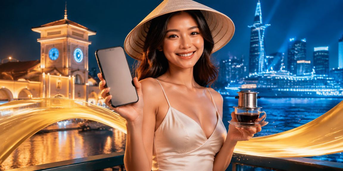 Người dùng Hồ Chí Minh thưởng thức cà phê trong khi chơi casino trực tuyến trên điện thoại